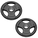 Paar Olympische Hantelscheiben für Langhanteln und Hanteln | Bumper Plates Bohrung 50 mm gummierte Gewichtsscheiben von 2,5 kg bis 20 kg (2 Scheiben à 10 kg)