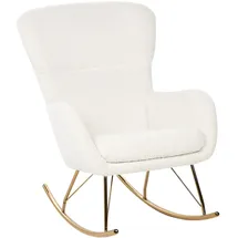 Beliani Schaukelsessel ANASET Bouclé 74 x 99 x 99 cm Weiß/Gold