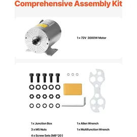 Vevor 3000 W elektrischer bürstenloser Gleichstrommotor, Elektromotor, 72 V, 4900 U/min, Go-Kart-Elektromotor, elektrischer Dirtbike-Motor für E-Bike, Motorrad, Roller, Heimwerker