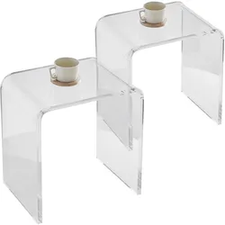 VEVOR 2 Stk. Beistelltisch 415 x 305 x 460 mm, U-förmiger Acryltisch Beistelltisch, Transparenter Couchtisch für Getränke, Essen, Snacks, Verwendet im Wohnzimmer, Schlafzimmer, Arbeitszimmer usw.