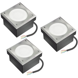 ledscom.de 3x GX53 Pflasterstein Bodeneinbauleuchte NEOLUM für außen, IP67, eckig, 10 x10cm, inkl. Lampengreifer