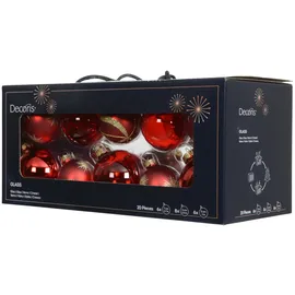 Kaemingk Decoris Weihnachtskugeln aus Glas Ø 5, 6, 7 cm rot 20 Stück