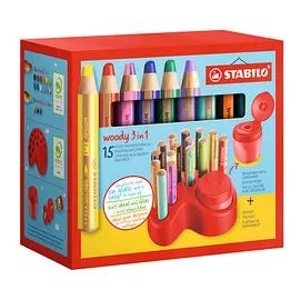 Stabilo Woody 3 in 1 Buntstift 15 St. inkl. Spitzer und Tischset
