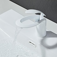 Wasserhahn Bad Weiß Waschtischarmatur Bad Wasserfall Mischbatterie Armatur für Waschbecken Badezimmer