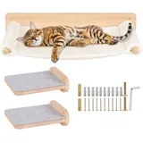 Haloyo® Kletterwand für Katzen mit Liegefläche – 61x40x15 cm – Kratzbrett, Spielwand & Hängematte in einem – Stabile Katzentreppe für Indoor-Klettern