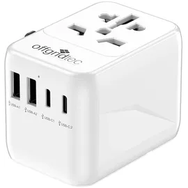 Offgridtec Reiseadapter Universal Weltweit 2x USB-A und 2x USB-C Weiss