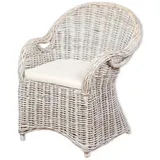 LebensWohnArt Sessel Rattan-Sessel CHARLOTTE White-Washed inkl. Sitzkissen