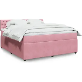 vidaXL Boxspringbett mit Matratze Rosa 180x200 cm Samt