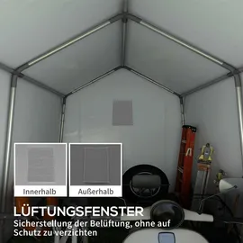 Outsunny Carport Zeltgarage 3x3 m Wasserdicht Garagenzelt mit Rolltür Belüftungsfenster Verlängerte Kanten, UV-beständig Lagerzelt, Unterstand für Auto SUV Gartengeräte, Motorrad