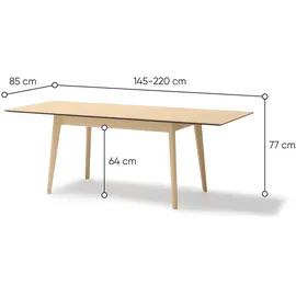 Selsey Esstisch Helle Eichenholzoptik 145–220 x 85 cm