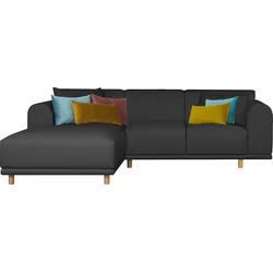 Ecksofa ANDAS "Maroon L-Form", schwarz, B:285cm H:82cm T:191cm, Struktur (100% Polyester), Struktur grob ( 100% POLYPROPYLEN, Struktur fein ( 100% Polyester), Sofas, in skandinavischem Design, mit losen Kissen