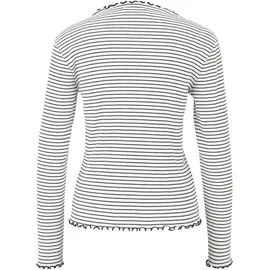 Cartoon Langarm-Shirt mit Kragen Weiß/Schwarz | 36