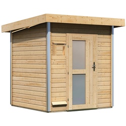 KARIBU Saunahaus »Doblen«, BxTxH: 196 x 196 x 228 cm, ohne Ofen - beige
