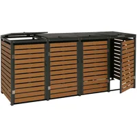 Mendler 4er Mülltonnenverkleidung HWC-K14, Mülltonnenbox Mülltonnenabdeckung, 119x264x84cm WPC Metall