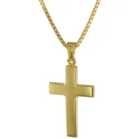 trendor Kreuz-Anhänger 24 mm Gold 333 (8 Kt.) mit plattierter Halskette, 40 cm