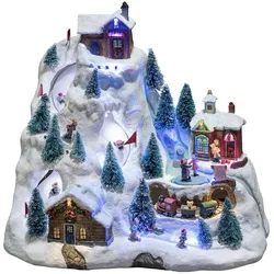 Konstsmide LED Szenerie "Skipiste", mit Animation und 8 klassischen Weihnachtsliedern, 15 bunte Dioden, 4,5V Innentrafo/batteriebetr.- 3403-000
