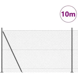 vidaXL Maschendrahtzaun mit 7 Flanschpfosten 1,4 x 10 m Stahl