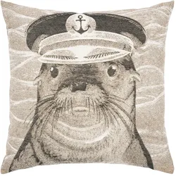 Dekokissen PAD "Captain", beige (natur robben, see), B:45cm L:45cm, Baumwolle, Dekokissen_Sitzkissen_Kissenhüllen, Made in Europe, Kissenhülle ohne Füllung, 1 Stück