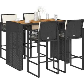 vidaXL Gartenbar Set 5-tlg. Schwarz