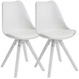 KADIMA DESIGN Esszimmerstuhl 2er Set Retro Esszimmerstuhl Weiß Skandinavisch, Polsterstuhl (Rückenlehne, Küchenstuhl mit weißen Beinen, Stuhl Kunstleder), gepolstert weiß