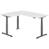 Bümö Eckschreibtisch Weiß, Graphit, Nachbildung, Rechteckig, 180x74x160 cm, FSC