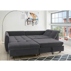 luma-home Ecksofa Schlafcouch L-Garnitur Bettkasten Ottomane links, Mikrofaser Anthrazit, - Dunkelgrau/Grau