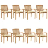 vidaXL Stapelbare Gartenstühle mit Kissen 57,5 x 57,5 x 90 cm braun 8 St.