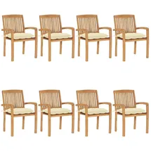vidaXL Stapelbare Gartenstühle mit Kissen 57,5 x 57,5 x 90 cm braun 8 St.