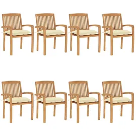 vidaXL Stapelbare Gartenstühle mit Kissen 57,5 x 57,5 x 90 cm braun 8 St.