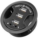 goobay 93894, USB 2.0 Hi-Speed Einbau-HUB/Verteiler + Audio - Schwarz