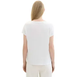 Tom Tailor Fabric Mix Kurzarm-T-Shirt Whisper White XL