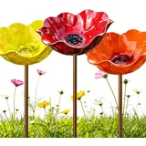 2/3 Stück Vogeltränke Blume, Metall Blumen Gartenstecker Vogeltränke, Dekorative Bienentränke für den Garten, Insektentränke Garten für Vögel, Bienen, Schmetterlinge (3 Stück-F)