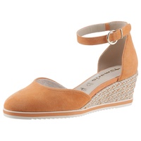 TAMARIS Keilpumps, Schlupfschuh, Keilabsatz, Riemchensandale mit modischem Jute-Besatz, Gr. 37, orange, , 48670522-37