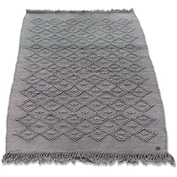 Badematte TOM TAILOR HOME "Vintage Wash", grau (anthrazit), H:6mm, Baumwolle, Badematten, Badteppich, Uni Farben, Rauten Muster, mit Fransen, reine Baumwolle