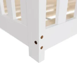 Juskys Kinderbett Naya 140 x 200 cm Kiefer massiv weiß