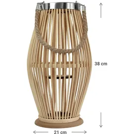 H & S Collection Laterne Kmtp Boho Bambus Beige