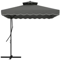 Outsunny Sonnenschirm, Dunkelgrau, Metall, Kunststoff, 243x243 cm Sonnen- &