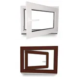Jeco Kellerfenster Kippfenster DIN Rechts 2 flügelig 110 cm x 70 cm weiß/ mahagoni