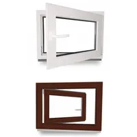 Jeco Kellerfenster Kippfenster DIN Rechts 2 flügelig 110 cm x 70 cm weiß/ mahagoni