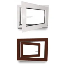 Jeco Kellerfenster Kippfenster DIN Rechts 2 flügelig 110 cm x 70 cm weiß/ mahagoni