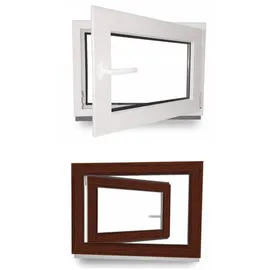 Jeco Kellerfenster Kippfenster DIN Rechts 2 flügelig 110 cm x 70 cm weiß/ mahagoni
