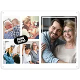 Blech-Schild selbst gestalten - Foto-Collage mit 5 Fotos bedrucken - Metall-Poster für Lieblingsmenschen, Geschenk für Freunde, Familie I Personalisiertes Foto-Geschenk, Schild A3