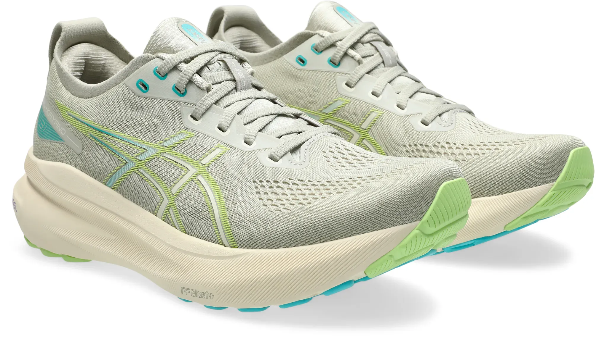 Laufschuh ASICS "GEL-KAYANO 31", Gr. 47, weiß sage, birch, Textil, sportlich, Schuhe, für mehr Stabilität