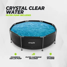 VirtuFit Rundpool Ø244 x 76 cm grau inkl. Filterpumpe