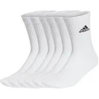 Adidas Unisex Socken, 6er Pack - Cushioned Crew, Logo, gepolstert, einfarbig Weiß-43-45