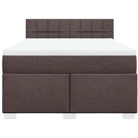 vidaXL Boxspringbett mit Matratze Dunkelbraun 140x200 cm Stoff