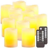 Britesta LED-Kerzen-Sets: 12er-Set dimmbare LED-Echtwachskerzen mit Fernbedienung, je 7,5 x 10cm (Elektrische Kerzen mit Timer, Elektrische Wachs-Kerzen, Fernbedienungen)