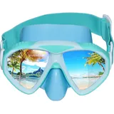 Taucherbrille Kinder, Schwimmbrille für Jungen Mädchen,Schnorchelmaske Kinder 180°Panorama Verstellbares Silikonband Anti-Leck Tauchmaske für 3-14 Jahre (Schwarz)