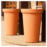 KAGM Pflanzkübel XXL Blumenkübel 2er SET mit Pflanzeinsatz aus Kunststoff Terracotta braun