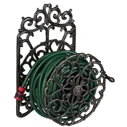 relaxdays Wand-Schlauchhalter Vintage-Design Gusseisen, 52x31 cm